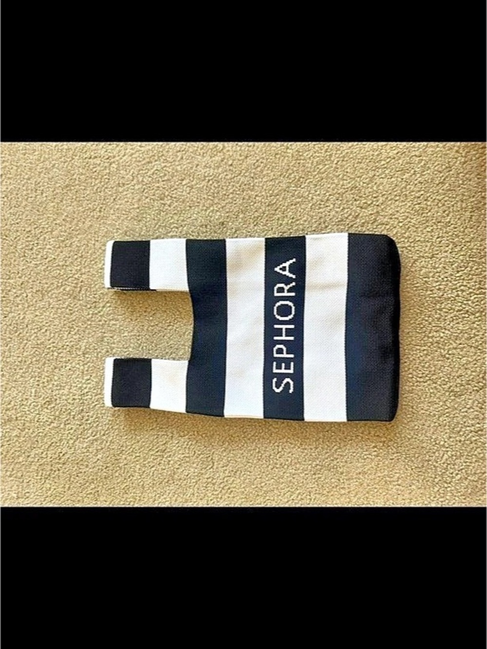 Sephora Striped Cosmetic Pouch in Black & White Like New